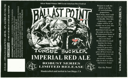 Ballast Point Tongue Buckler Dry Hopped With Goldings beer Label Full Size