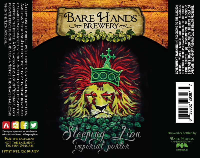 Bare Hands Sleeping Lion beer Label Full Size