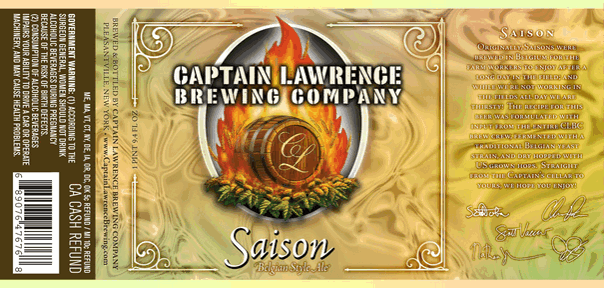 Captain Lawrence Saison Dry Hopped With Goldings & Cascade) beer Label Full Size