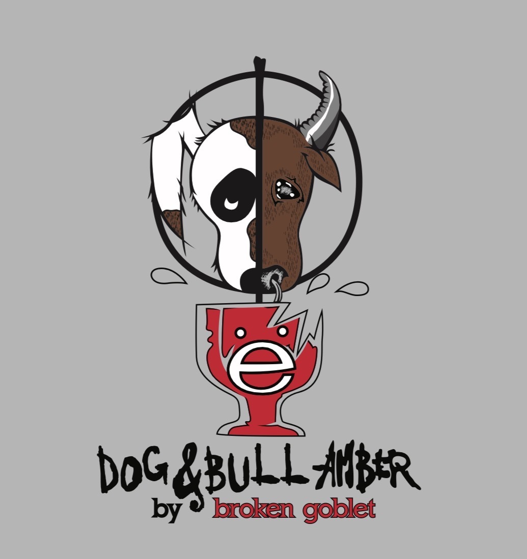 Broken Goblet Dog & Bull Amber beer Label Full Size