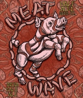 Half Acre Meat Wave beer Label Full Size