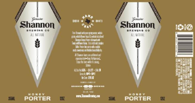 Shannon Honey Porter beer Label Full Size