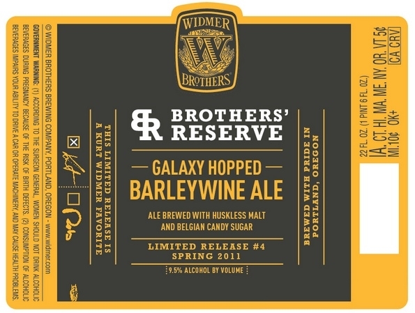 Widmer Brothers Reserve Galaxy Hopped Barleywine beer Label Full Size