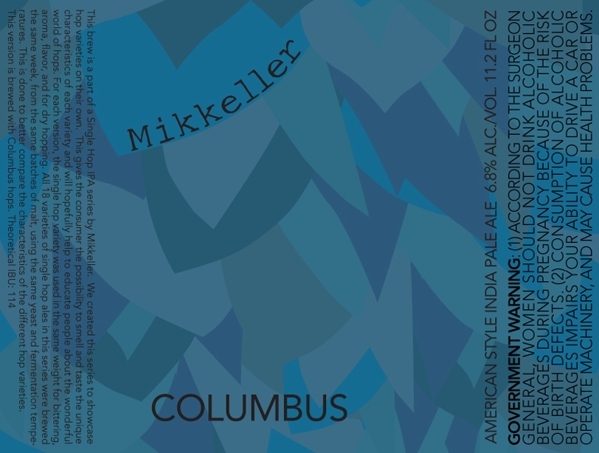 Mikkeller Single Hop Columbus beer Label Full Size