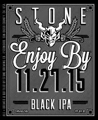 Stone Enjoy By 11.27.15 Black IPA beer Label Full Size