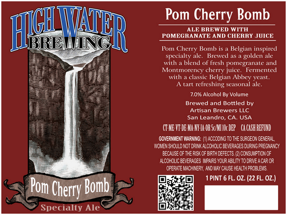 High Water Pom Cherry Bomb beer Label Full Size