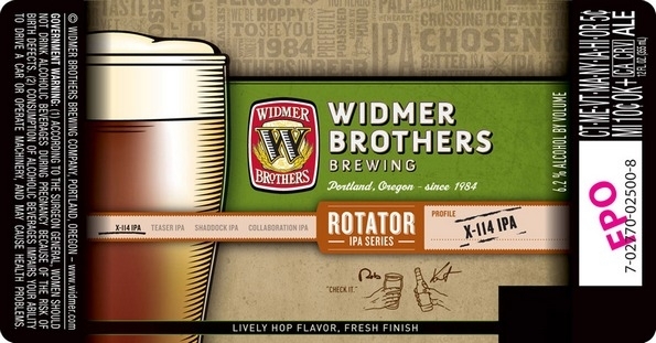 Widmer Brothers Rotator IPA Series X-114 beer Label Full Size