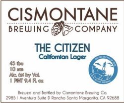 Cismontane The Citizen Lager beer Label Full Size