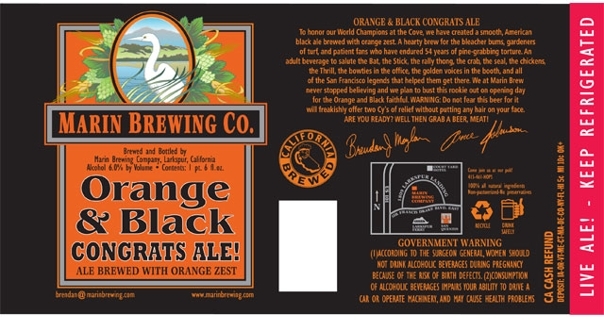 Marin Orange & Black Congrats Ale beer Label Full Size