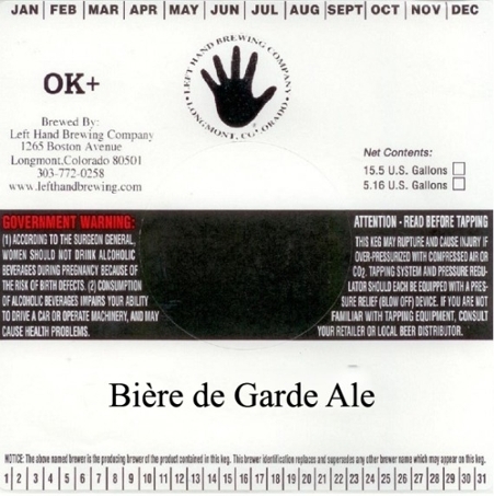 Left Hand Pro-Am Biere de Garde beer Label Full Size