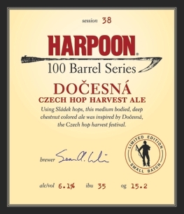 Harpoon 100 Barrel Series #38 Docesna beer Label Full Size
