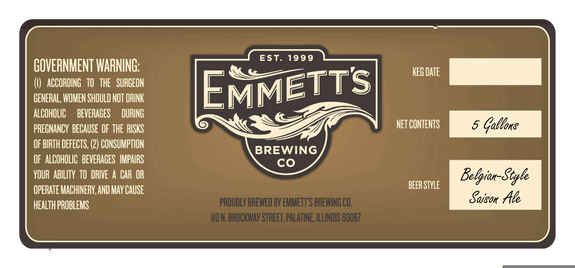Emmett's Belgian Saison beer Label Full Size