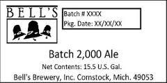 Bell's Batch 2000 beer Label Full Size