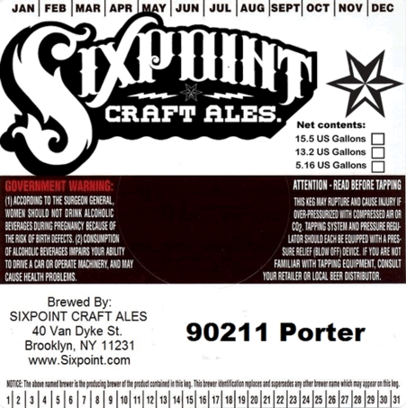 Sixpoint 90211 Porter beer Label Full Size
