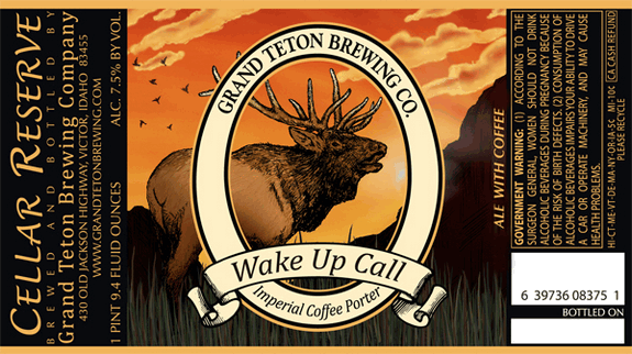 Grand Teton Wake Up Call beer Label Full Size