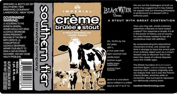 Southern Tier Crème Brûlée 2008 beer Label Full Size