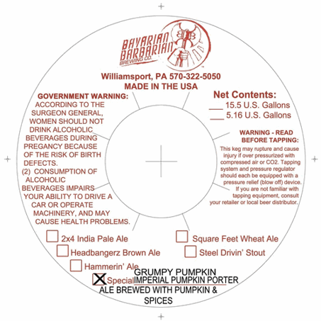 Bavarian Barbarian Grumpy Pumpkin beer Label Full Size