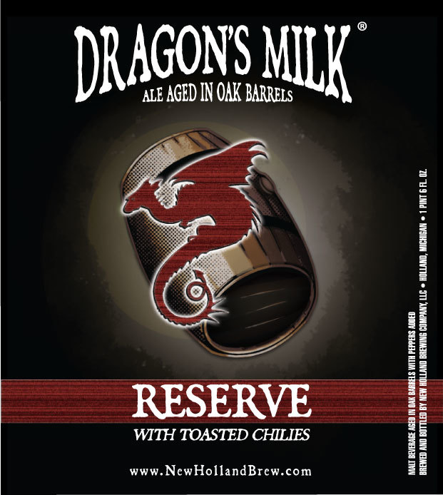 New Holland Dragon’s Milk Reserve with Toasted Chilies 2015 beer Label Full Size