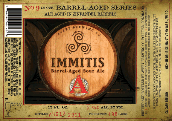 Avery Barrel Aged Series #9 - Immitis beer Label Full Size