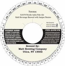 F.X. Matt Saranac RAVN Nordic beer Label Full Size