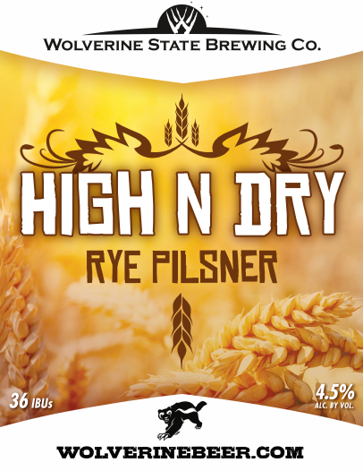 Wolverine State High ‘N Dry beer Label Full Size