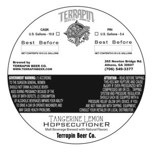 Terrapin Tangerine Lemon Hopsecutioner beer Label Full Size