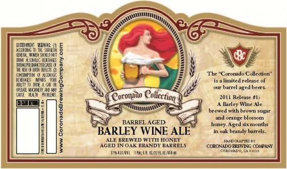 Coronado Brandy Barrel Aged Barley Wine beer Label Full Size