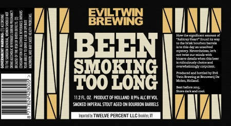 Evil Twin Been Smoking Too Long beer Label Full Size