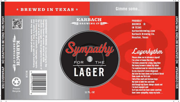 Karbach Sympathy for the Lager beer Label Full Size
