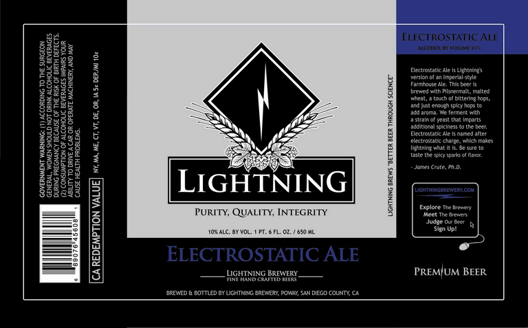 Lightning Electrostatic Ale beer Label Full Size