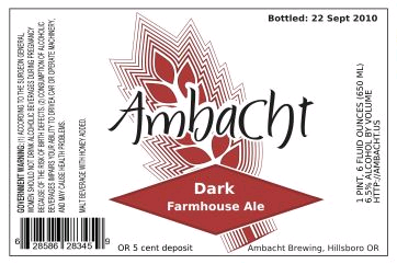 Ambacht Dark Farmhouse beer Label Full Size