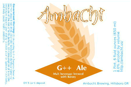 Ambacht G++ beer Label Full Size