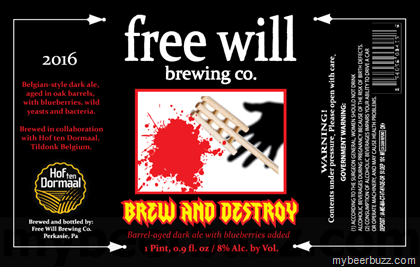 Free Will Brew and Destroy beer Label Full Size