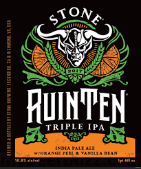 Stone RuinTen Triple IPA w/Orange Peel & Vanilla Bean beer Label Full Size
