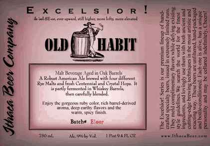 Ithaca Excelsior! Old Habit Rye Ale 2009 beer Label Full Size