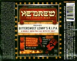 Shmaltz He'Brew Bittersweet Lenny's RIPA With Simcoe beer Label Full Size