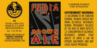 Foothills India Style beer Label Full Size