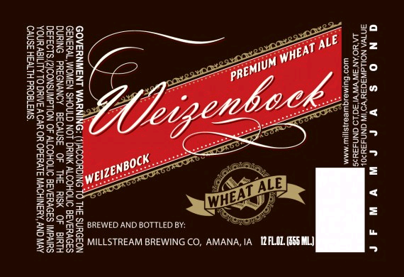 Millstream Weizenbock beer Label Full Size