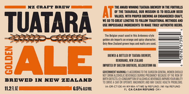 Tuatara Golden Ale beer Label Full Size