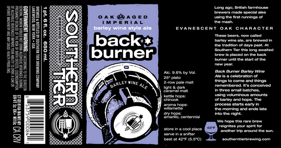Southern Tier Oak Aged Back Burner beer Label Full Size