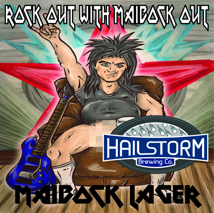 Hailstorm Knock Out With Your Bock Out beer Label Full Size