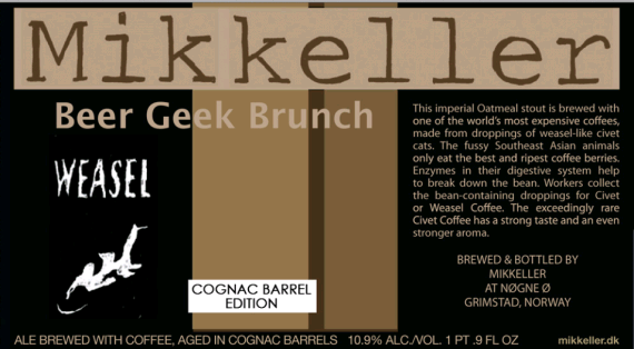 Mikkeller Beer Geek Brunch Weasel Barrel Aged Cognac beer Label Full Size