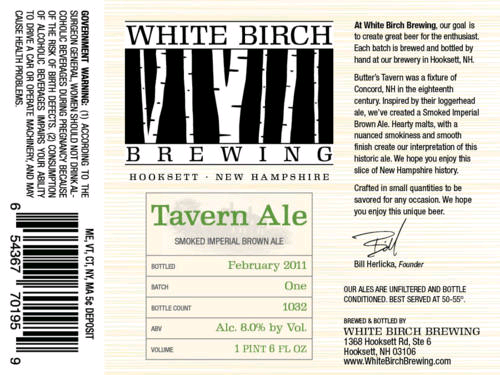 White Birch Tavern Ale beer Label Full Size