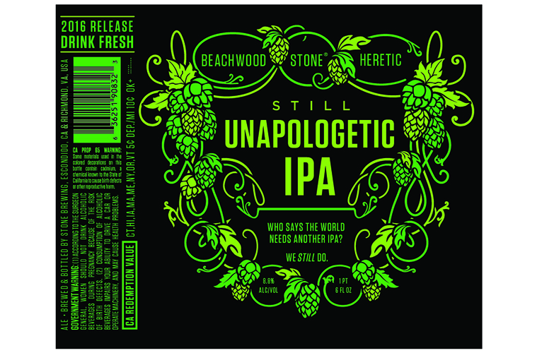 Stone 20th Anniversary Encore Series: Still Unapologetic IPA beer Label Full Size