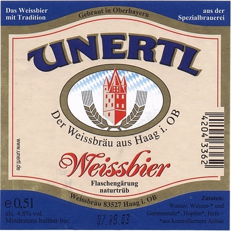 Unertl Weissbier beer Label Full Size