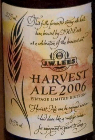 JW Lees Harvest Ale Port 2006 beer Label Full Size
