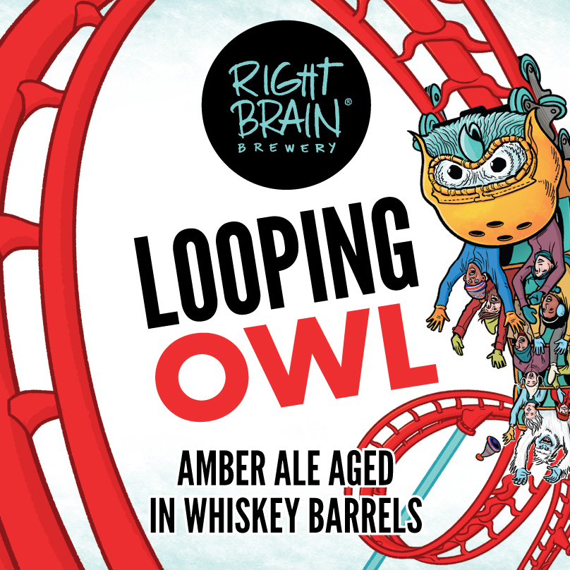 Right Brain Looping Owl beer Label Full Size