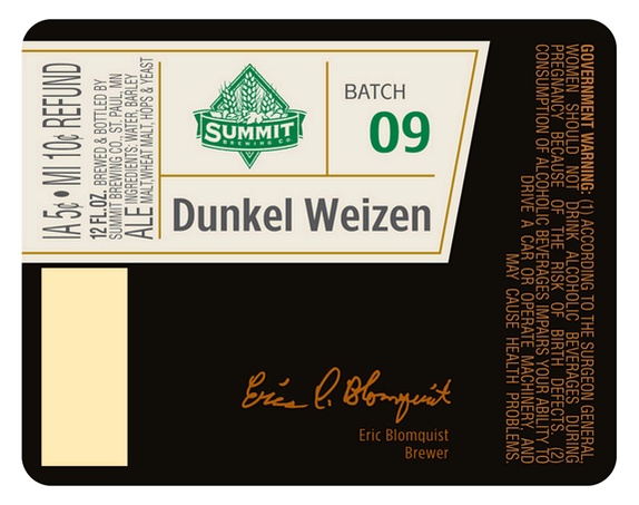 Summit Unchained #9: Dunkel Weizen beer Label Full Size