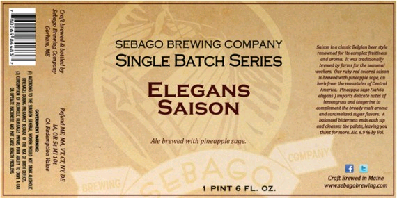 Sebago Elegans beer Label Full Size