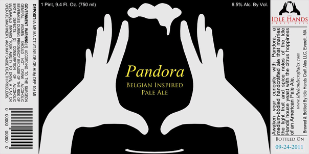 Idle Hands Pandora beer Label Full Size